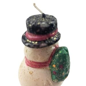 Christmas Candle Snowman‎ with Tree Holiday Decor Festive Decoration